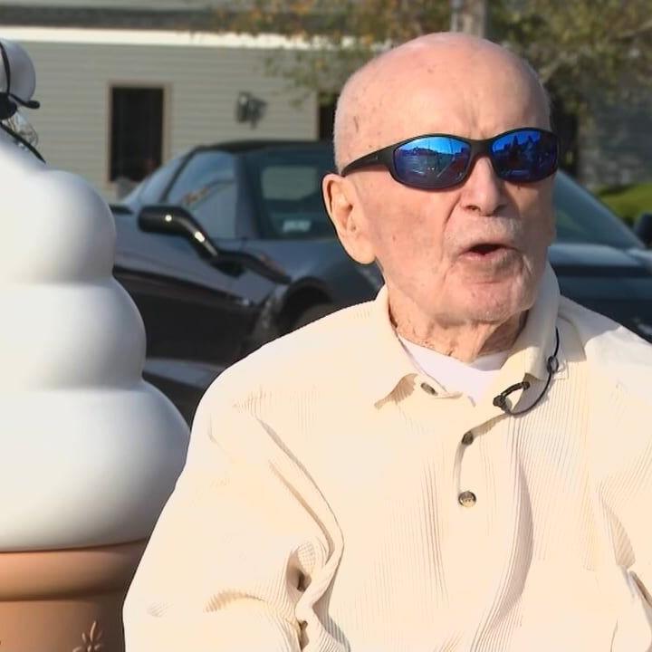 97-year-old worker at Rhode Island ice cream shop becomes viral sensation